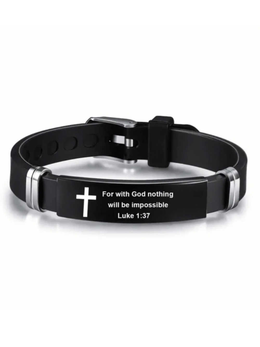 Stainless Steel Bible Bracelet "For With God Nothing Will Be Impossible” BT5